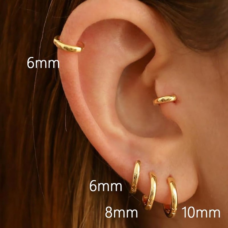 AMASIS Hypoallergenic Surgical Steel Earrings Sets for Sensitive Ears Lightweight Small Huggie Hoop Earrings 20G Stainless Steel Opal Ball Pearl CZ Flat Back Earrings for Women Men Trendy Cartilage Earrings Hoop Stud - Image 5